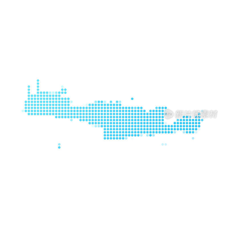 克里特岛地图上的蓝色点在白色的背景