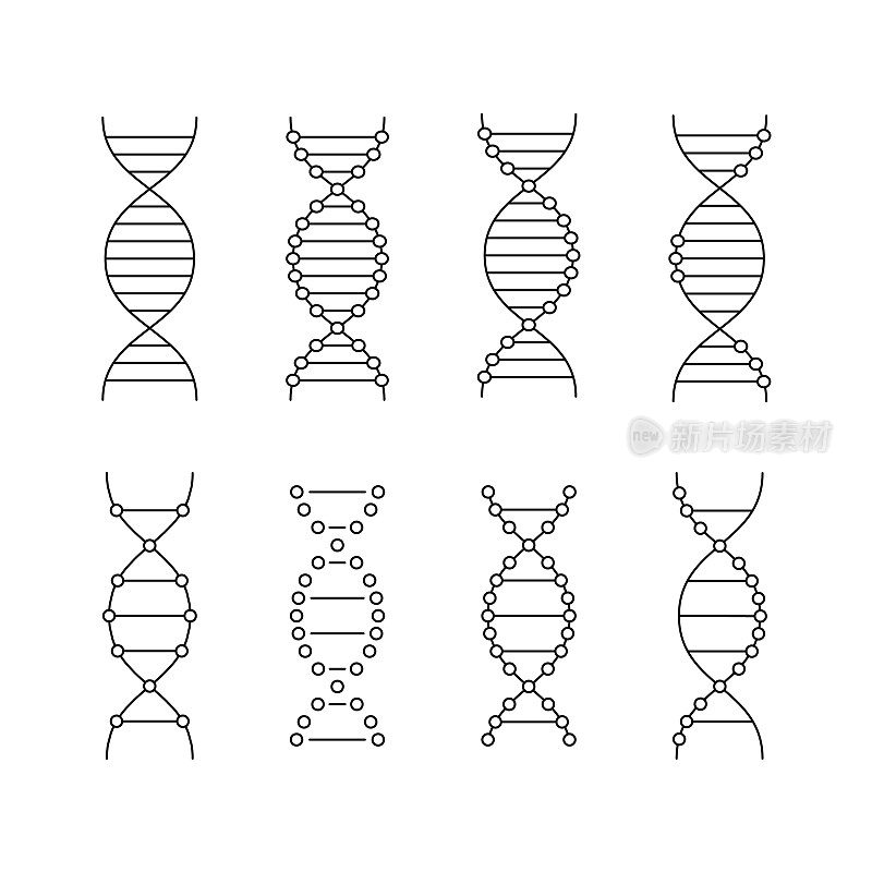 黑色线性DNA图标集
