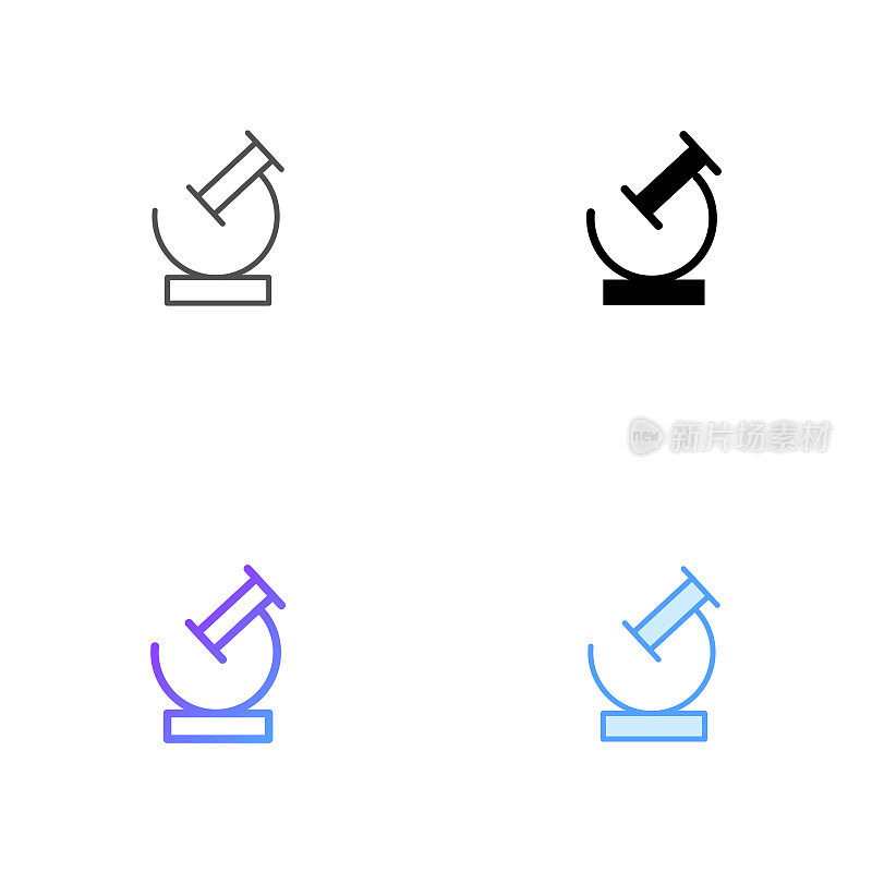 实验室图标设计在四种风格与可编辑的笔画。线，实线，平线和颜色梯度线。适用于网页、移动应用、UI、UX和GUI设计。