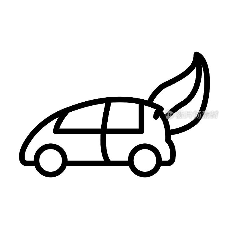 生态能源汽车图标从生态收集。薄线性生态能源汽车，生态，能源轮廓图标孤立在白色背景。线矢量生态能源汽车标志，网络和移动标志。