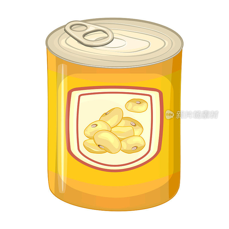 黄豆罐头可以隔离在白色的背景。金属罐头包装的大豆罐头、炖汤、调味或浓缩汤。