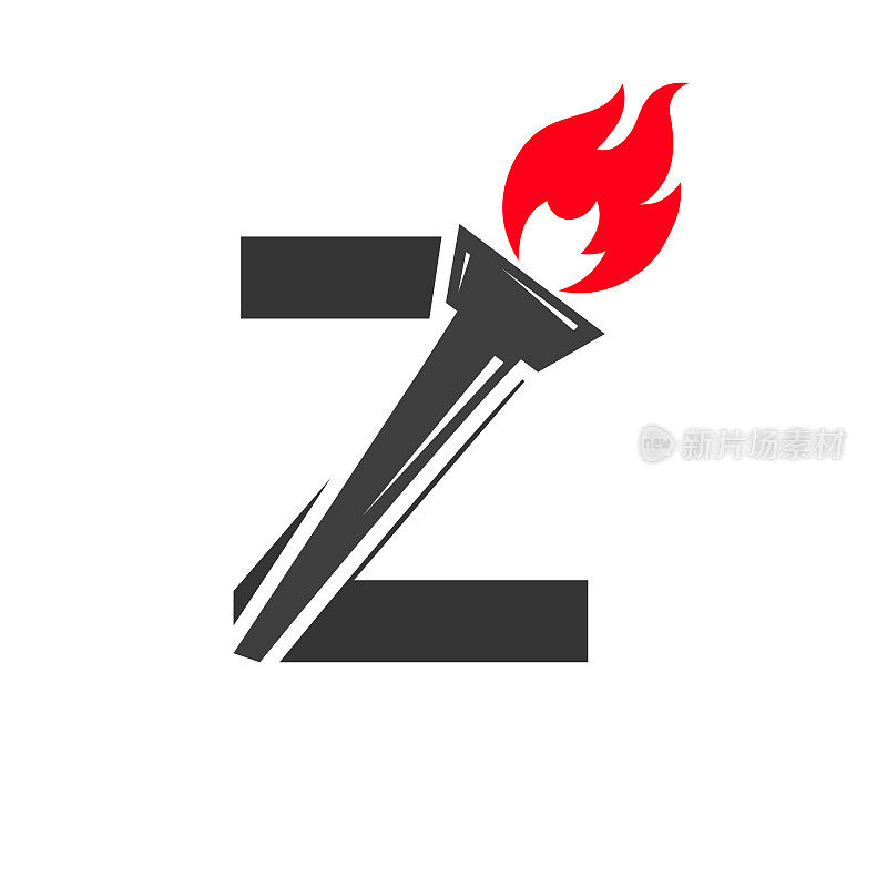 初始字母Z火火炬概念与火和火炬图标矢量符号