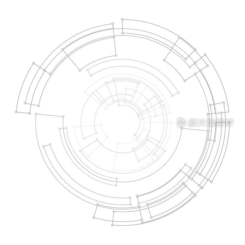 电路板风格的抽象圆形电子背景图案