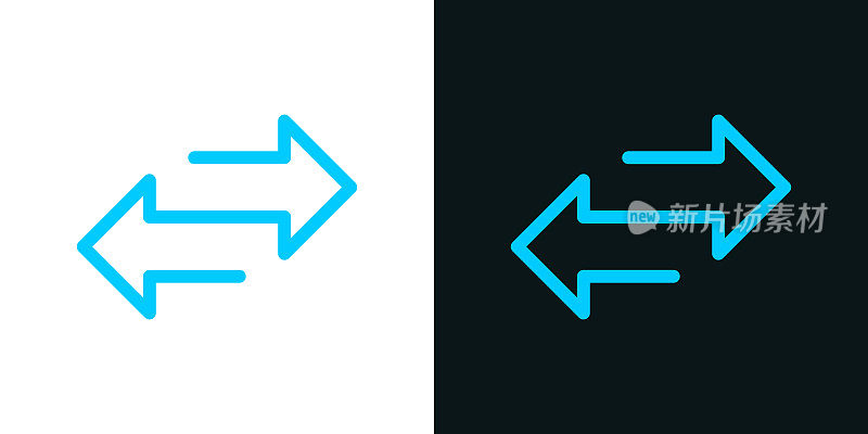 转移的箭。黑色或白色背景上的双色线条图标-可编辑笔触