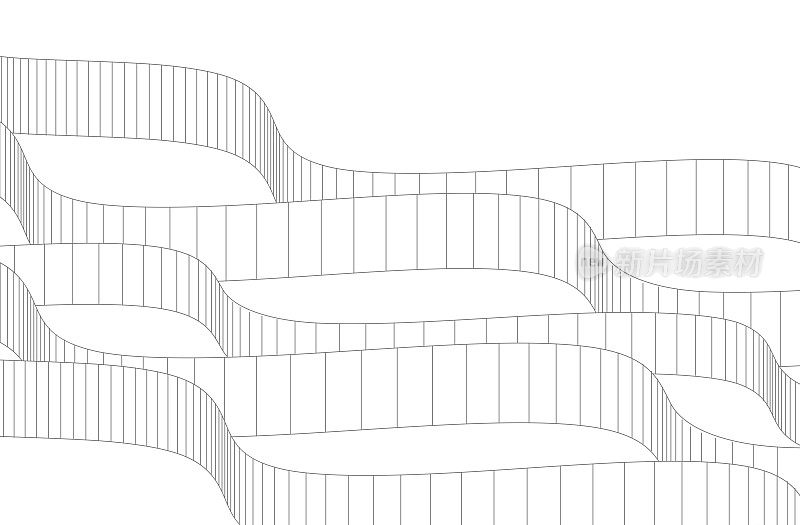 现代建筑结构材料波壁图案背景