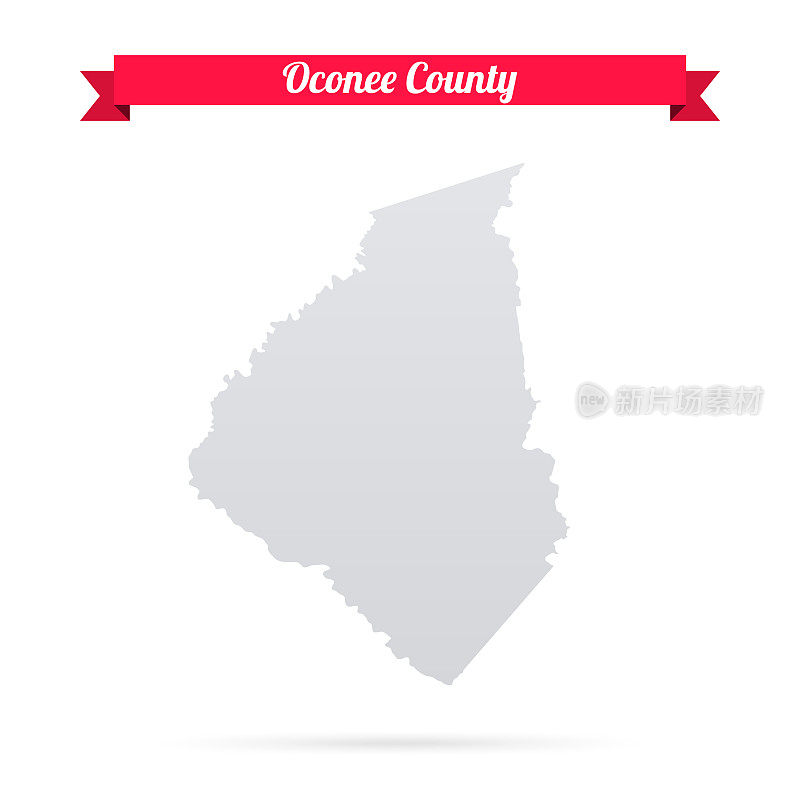 奥科尼县，南卡罗来纳州。白底红旗地图