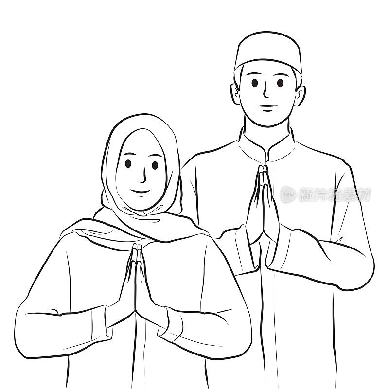年轻的穆斯林夫妇庆祝开斋节
