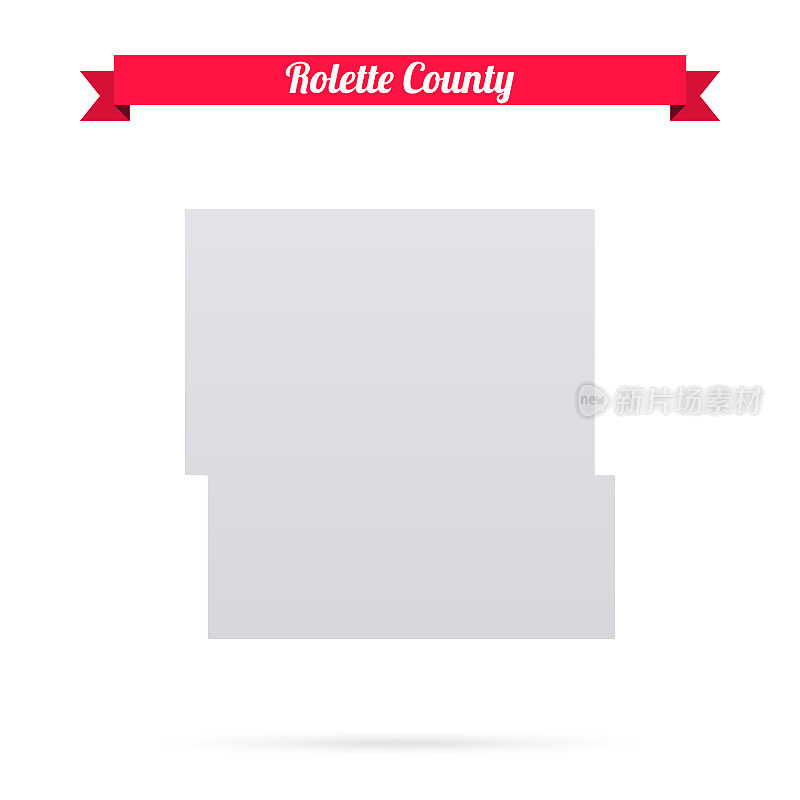 北达科他州罗莱特县。白底红旗地图