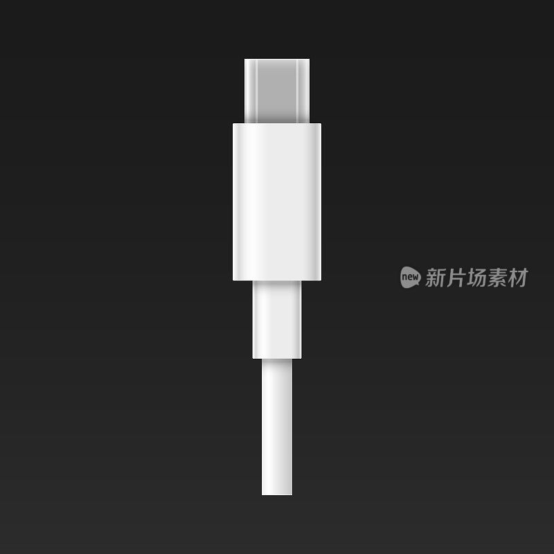 USB迷你A电缆连接器-矢量图标。现实的例子。黑色背景隔离