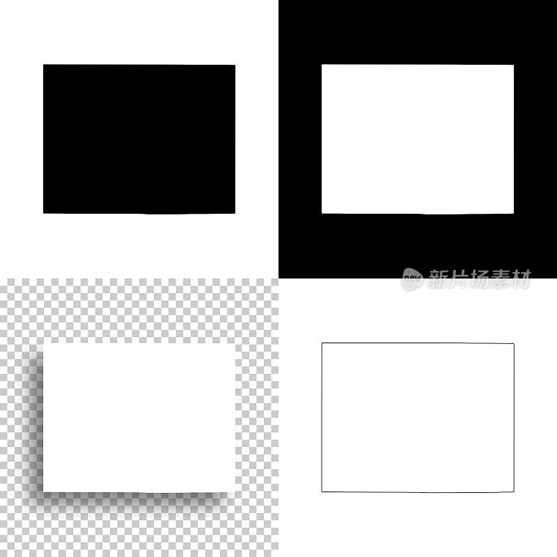怀俄明的温塔县。设计地图。空白，白色和黑色背景