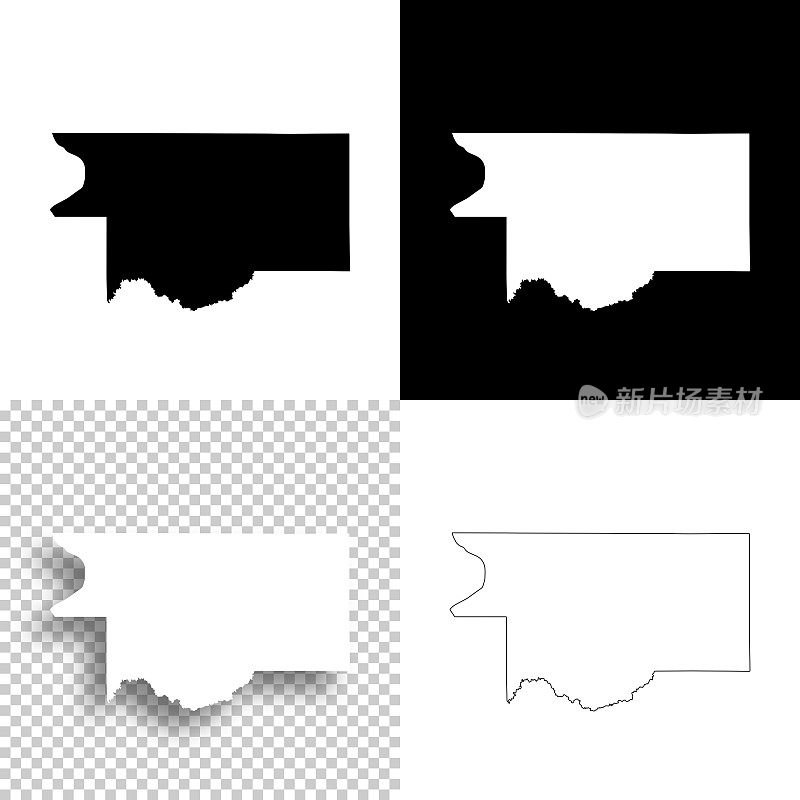 密西西比州德索托县。设计地图。空白，白色和黑色背景