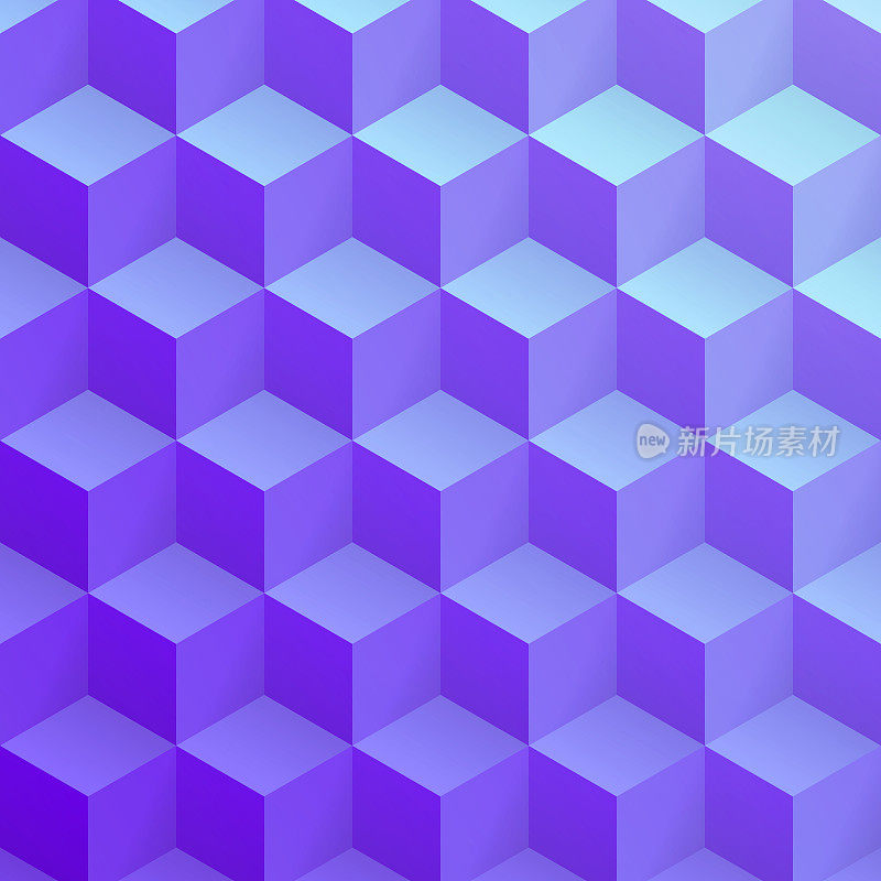 抽象几何背景与蓝色立方体-新潮的3D背景
