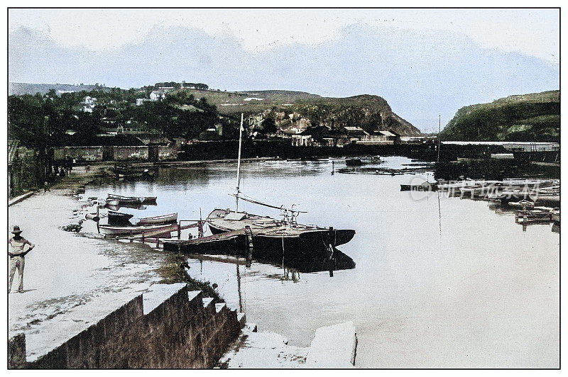 古色古香的黑白照片:古巴的马坦萨斯和Yumuri河口