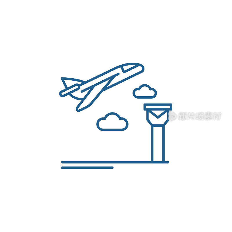 机场线图标概念。机场平面矢量符号、标志、轮廓插图。