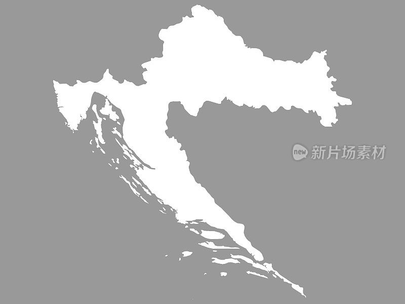 灰色背景上的克罗地亚白色地图