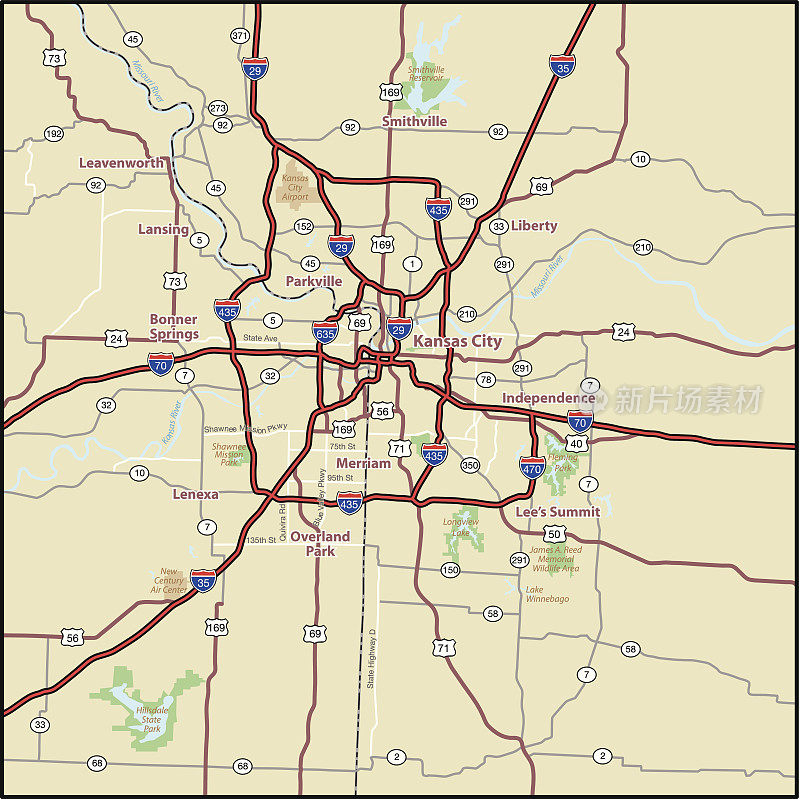堪萨斯城区街道地图