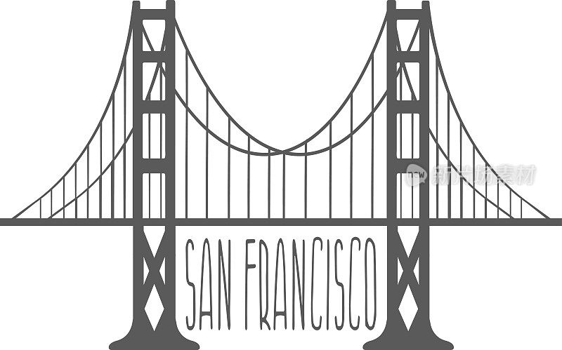 旧金山金门大桥矢量设计插画