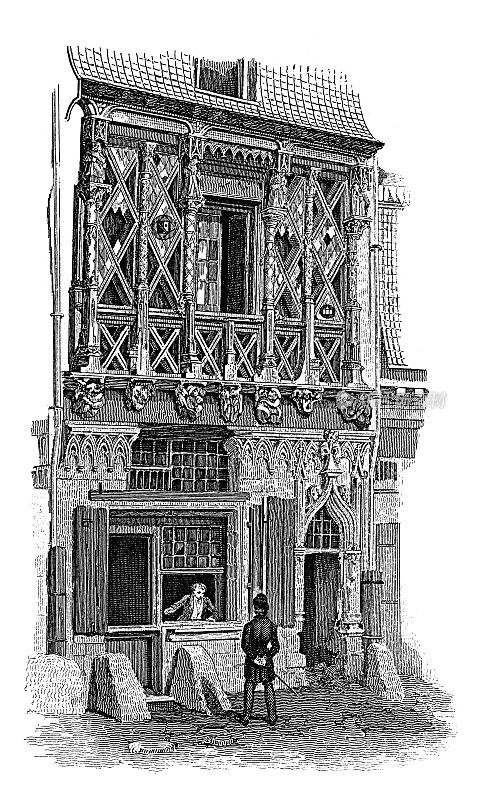 勒芒的房子，法国-十五世纪