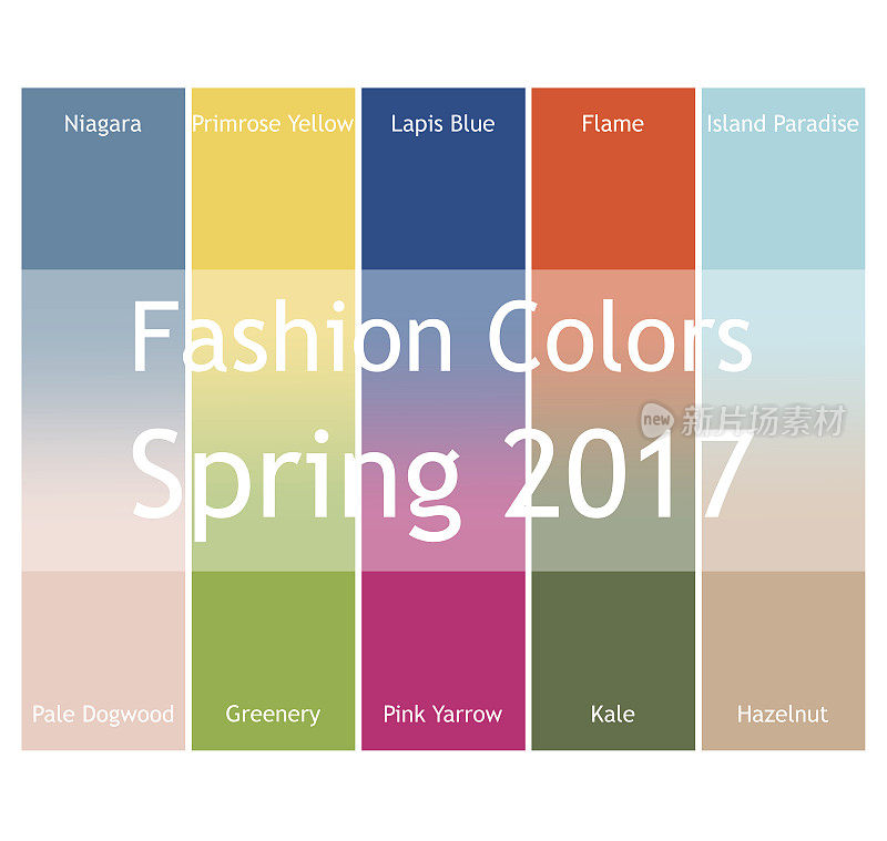 模糊的时尚信息图与2017年春天的流行颜色。