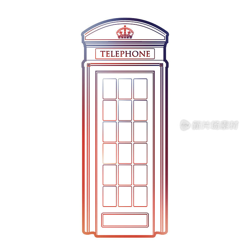 伦敦符号-红色电话亭图标-模板矢量插图