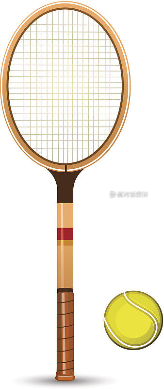 复古网球拍与网球站垂直