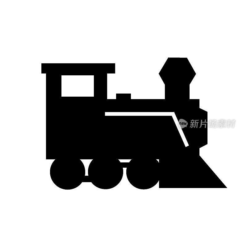 火车机车图标-单矢量插图