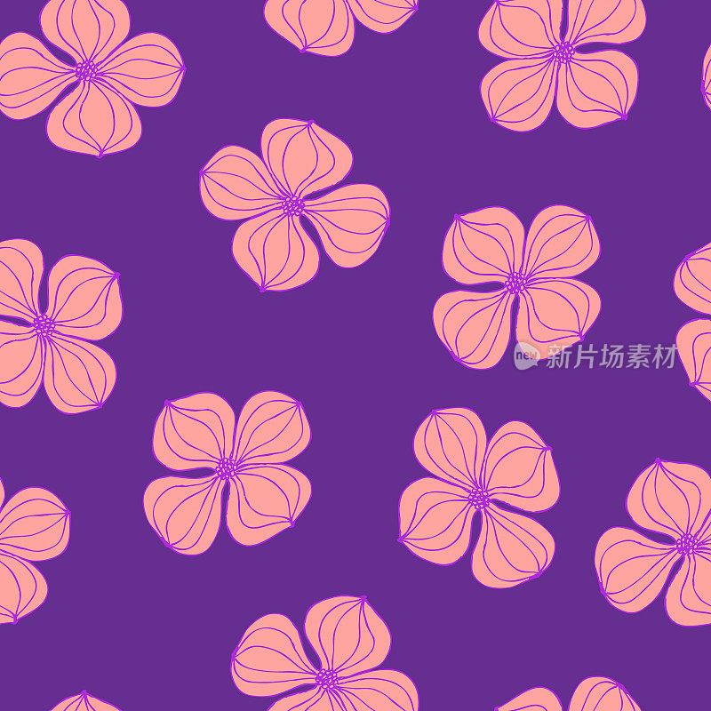 无缝背景图像彩色植物花卉植物粉红山茱萸