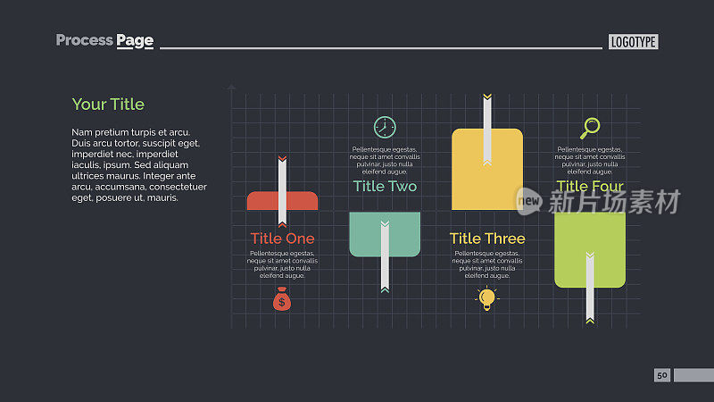 四条形图表幻灯片模板