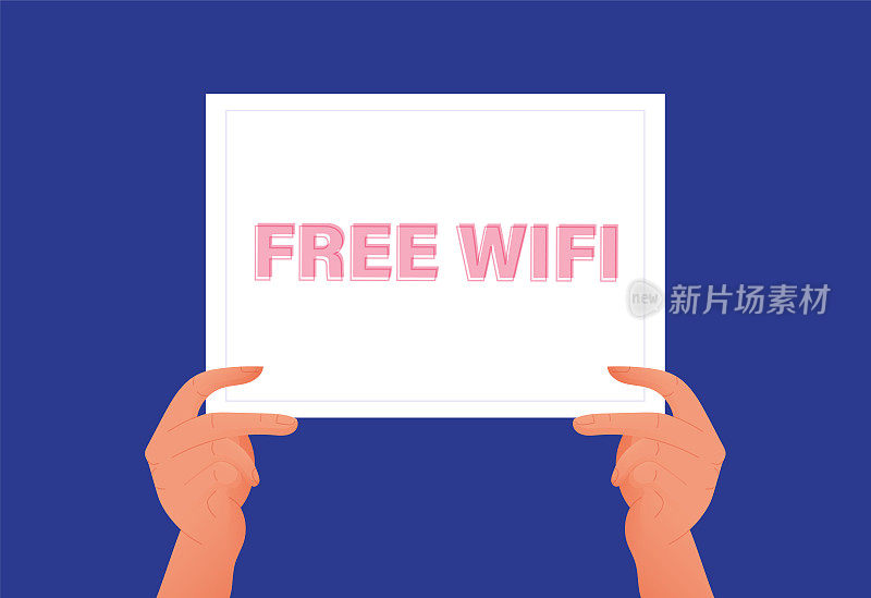 手握纸和显示手写免费WIFI