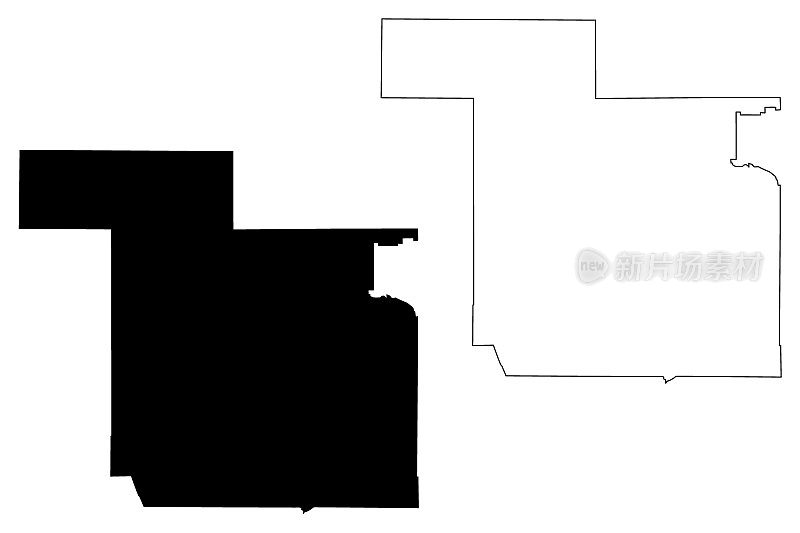 新墨西哥州桑多瓦尔县(美国县，美国，美国，美国)地图矢量插图，潦草草图桑多瓦尔地图