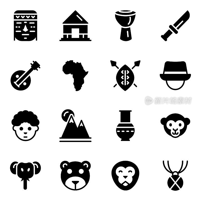 风格包中的非洲文化图标