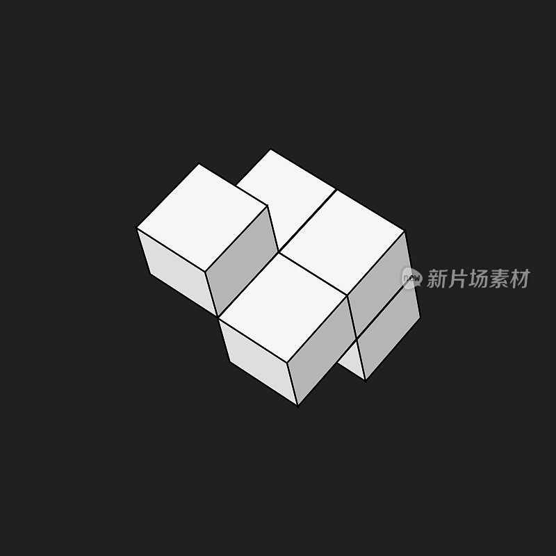 矢量极简方形图案立方体模型图标的设计