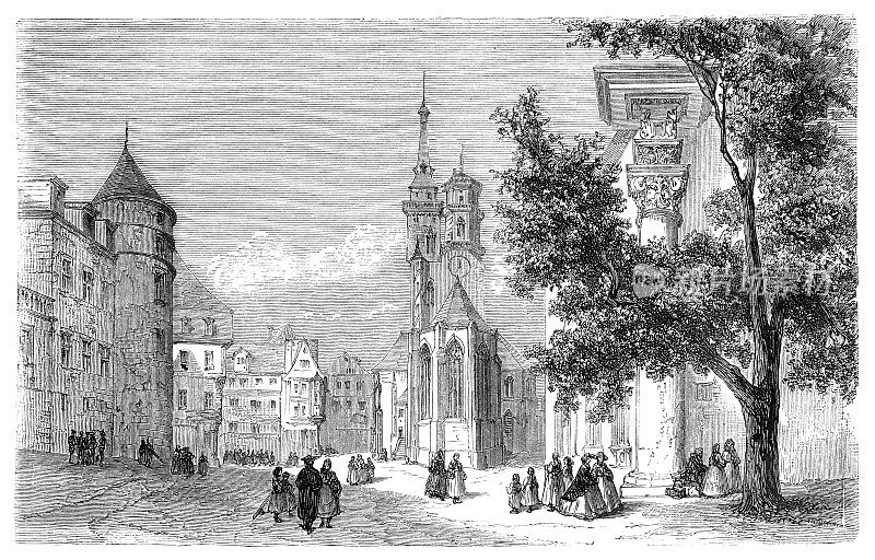 行走在德国斯图加特附近的古堡1862年