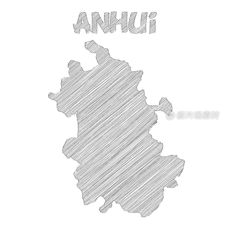 安徽地图手绘在白色背景上