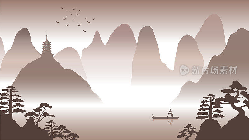 运用计算机艺术进行中国自然风景剪影设计