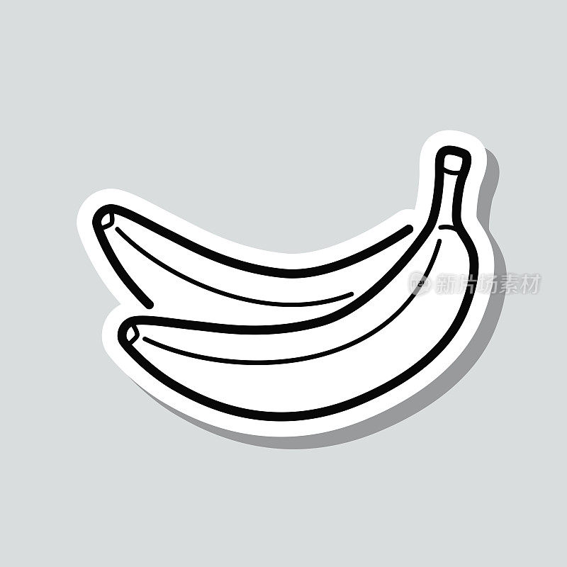 香蕉。灰色背景上的图标贴纸