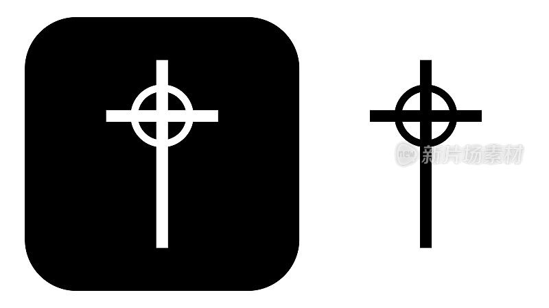 黑色和白色中世纪的十字架图标