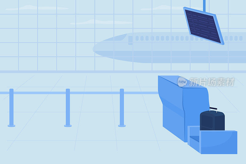 机场行李管制处平面彩色矢量插图