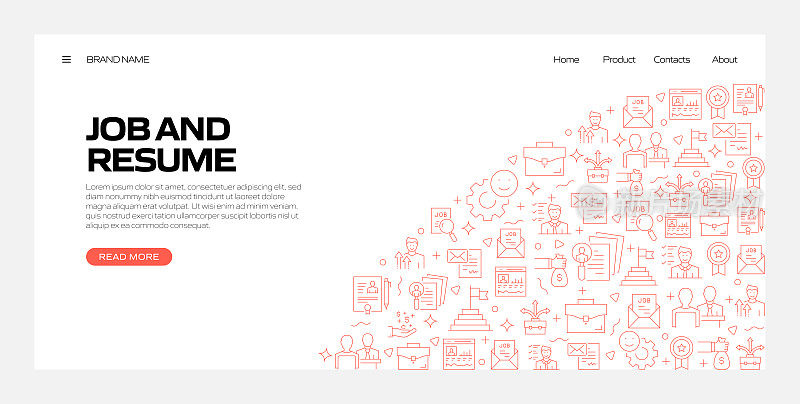 工作和简历相关图案设计网页横幅