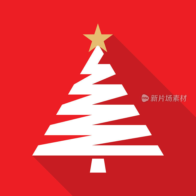 红色和白色丝带圣诞树图标