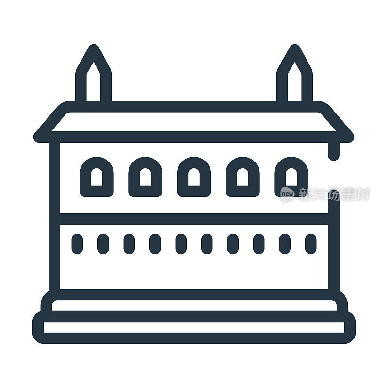 萨拉戈萨的龙尼亚细线图标。西班牙，云线性图标从纪念碑概念孤立的轮廓标志。矢量插图符号元素的网页设计和应用程序。