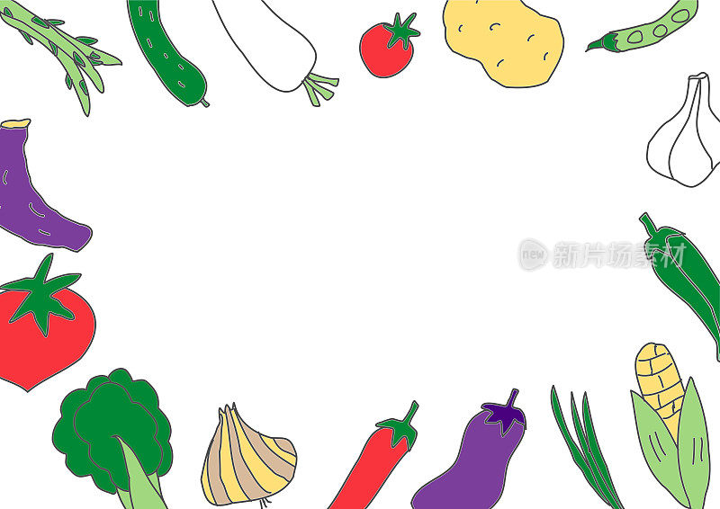 手绘的蔬菜插图框架