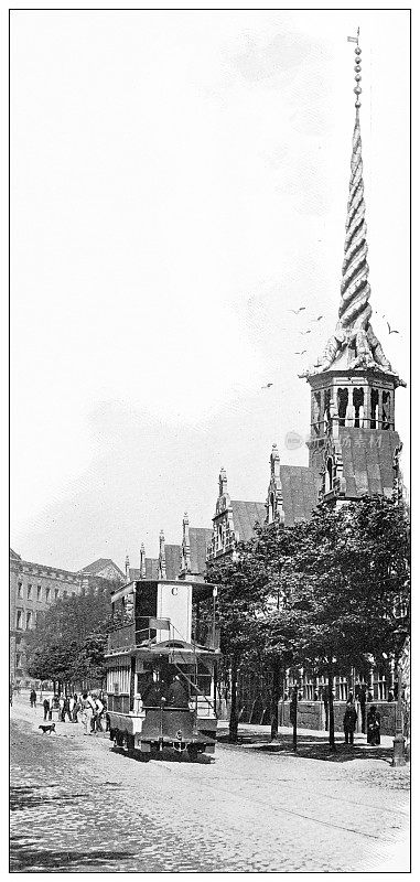 丹麦古董旅行照片:交易所的龙塔，B?rsen