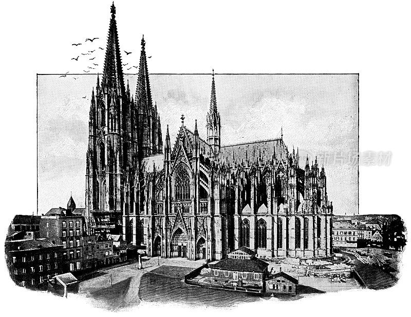 科隆大教堂位于德国北莱茵-威斯特伐利亚的科隆――19世纪