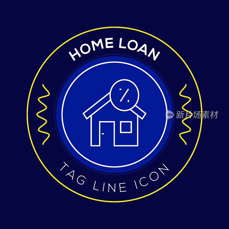 家庭贷款圈徽章，现代标志矢量图标设计线条风格