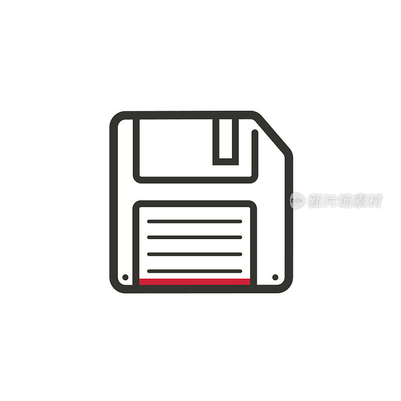 软盘图标用于保存带有红色标签的文件。