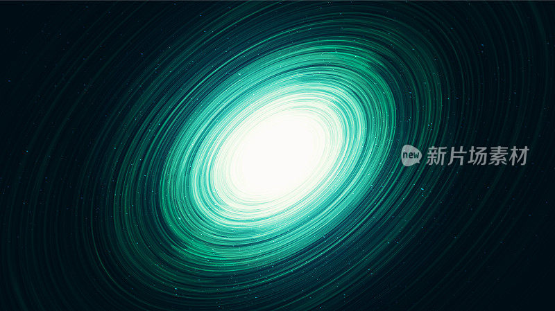 神奇绿光螺旋黑洞星系背景与银河系螺旋，宇宙和星空的概念设计，矢量