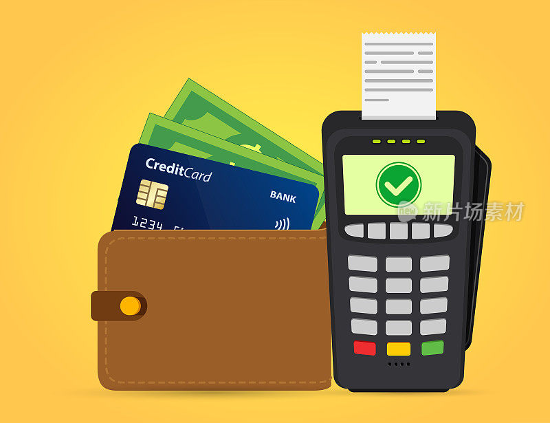 支付终端图标与支付确认和钱包。