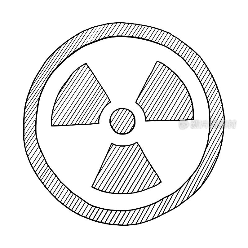 矢量黑白轮廓插图的辐射图标