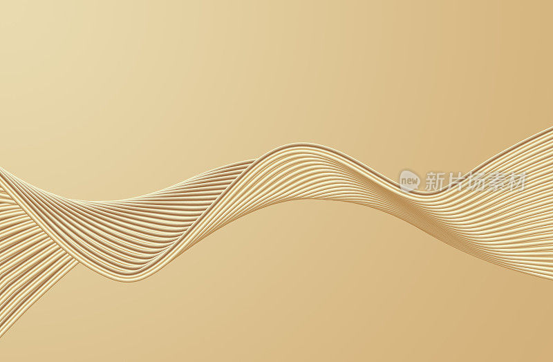 3D底纹金色波浪线质感背景高端奢华质感线
